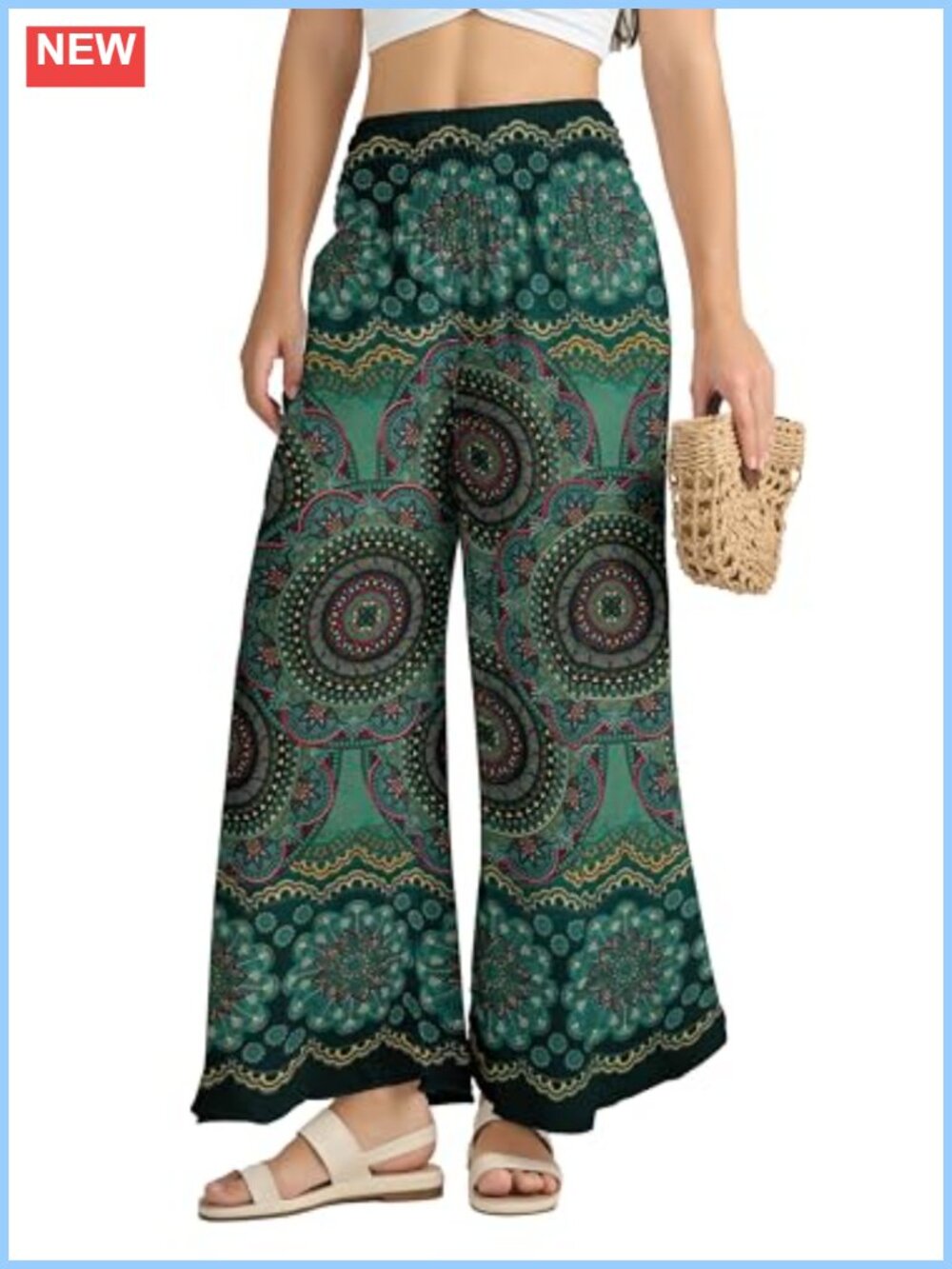 Women's Palazzo Pants Flowy Wide Leg with Pockets Boho Summer